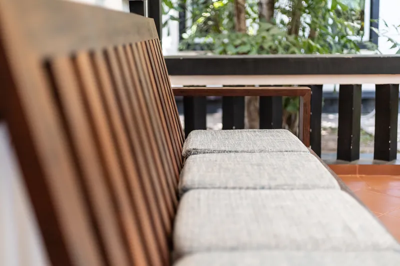 Balcony armchair overlooking the garden
