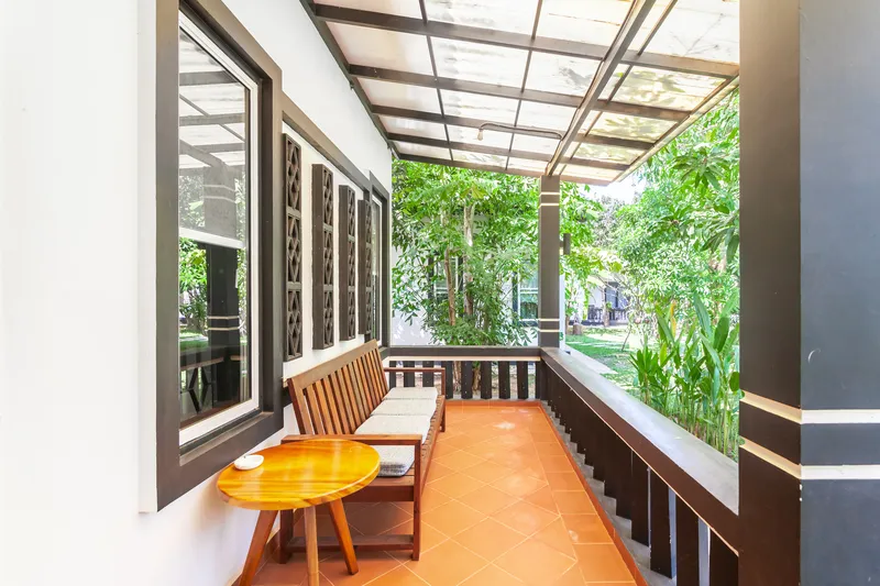 Villa terrace and outdoor armchairs